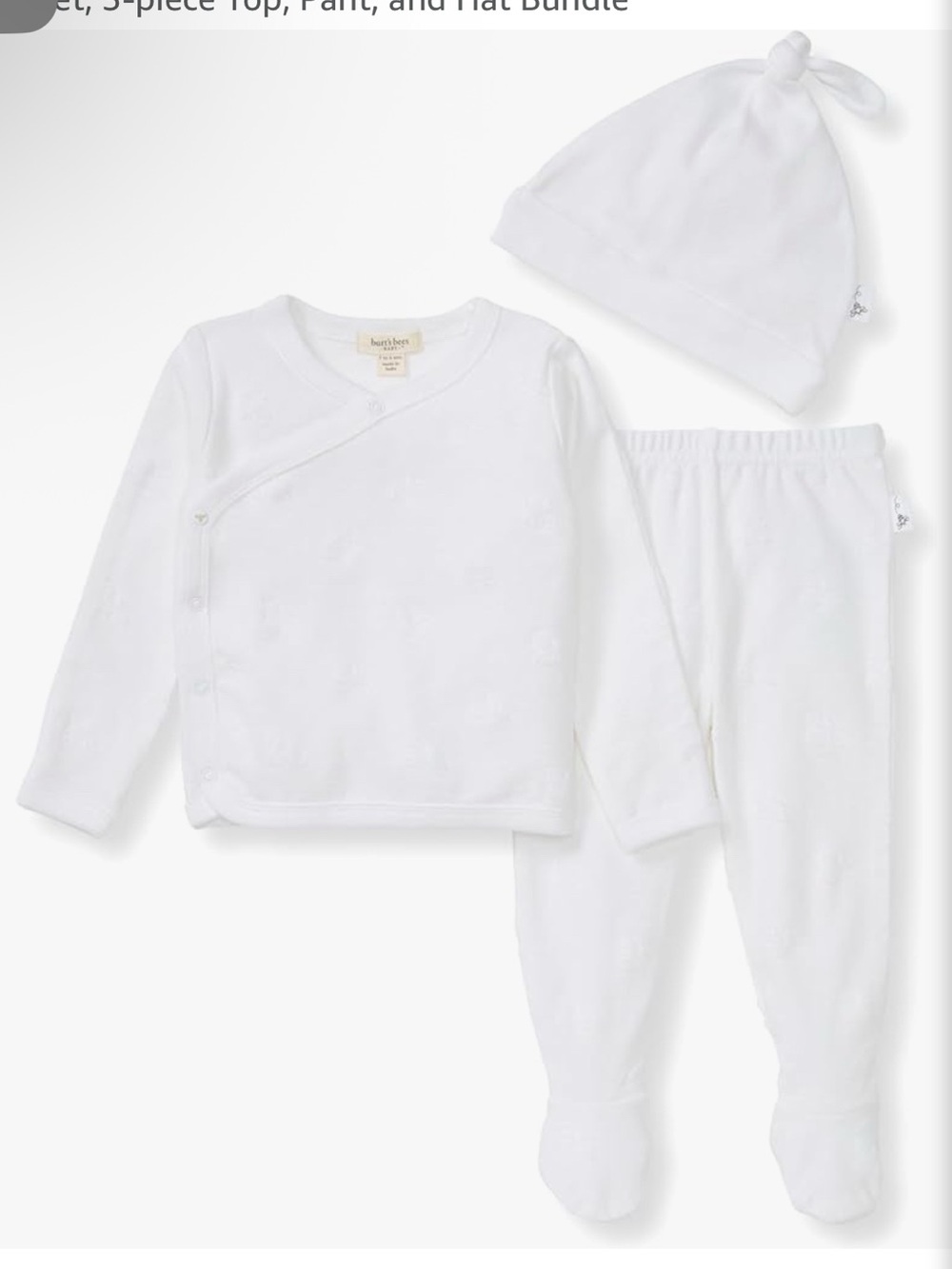 Burt's Bees unisex Baby Take Me Home Set, 3-piece Top, Pant, and Hat Bundle